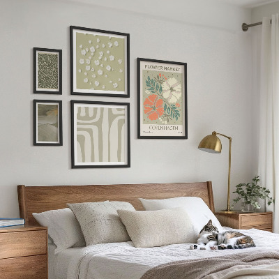 Set of 5 wall art pieces Plant motifs boho patterns