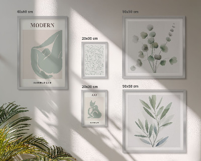 Gallery wall Stylish plant and abstract graphics