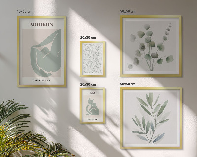 Gallery wall Stylish plant and abstract graphics