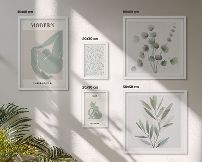 Gallery wall Stylish plant and abstract graphics