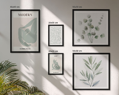 Gallery wall Stylish plant and abstract graphics