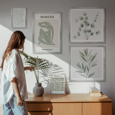 Framed photo set Stylish plant decorative motifs