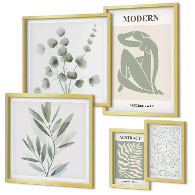 Framed photo set Stylish plant decorative motifs