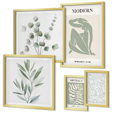Framed photo set with stylish plant decorative motifs