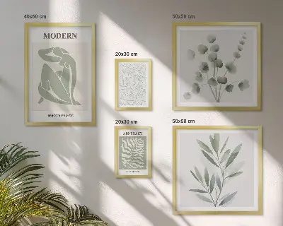 Framed photo set with stylish plant decorative motifs