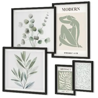 Framed photo set with stylish plant decorative motifs