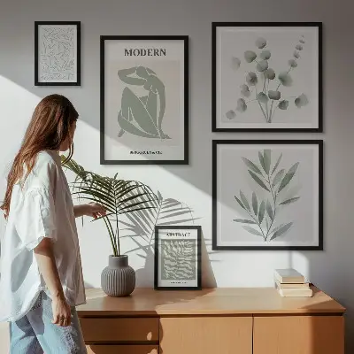 Framed photo set with stylish plant decorative motifs