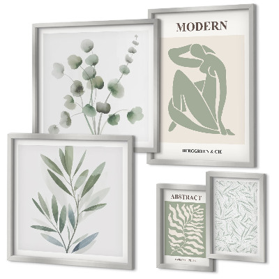 Framed photo set Stylish plant decorative motifs