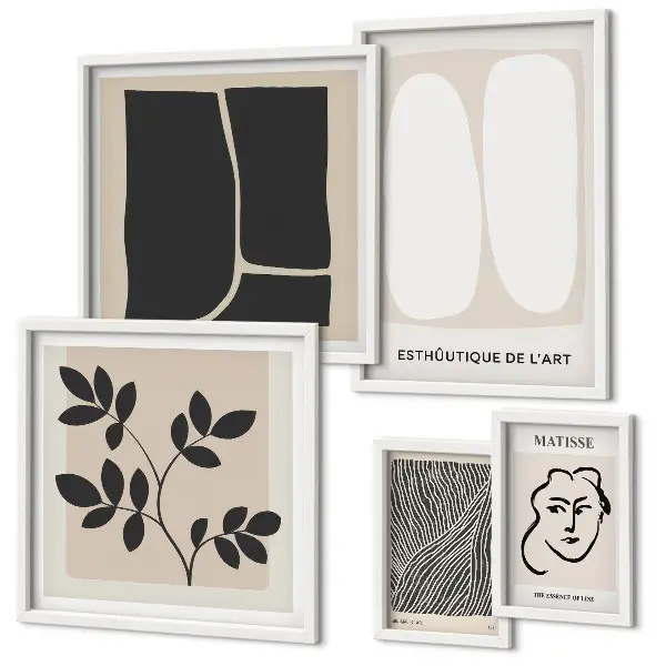 Set of 5 minimalist line art wall pieces stylish graphic minimalist design