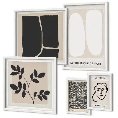 Set of 5 minimalist line art wall pieces stylish graphic minimalist design