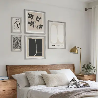 Set of 5 minimalist line art wall pieces stylish graphic minimalist design
