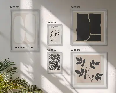 Set of 5 minimalist line art wall pieces stylish graphic minimalist design