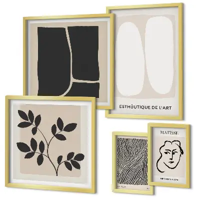 Set of 5 minimalist line art wall pieces stylish graphic minimalist design