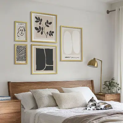 Set of 5 minimalist line art wall pieces stylish graphic minimalist design