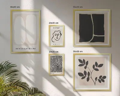Set of 5 minimalist line art wall pieces stylish graphic minimalist design