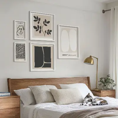 Set of 5 minimalist line art wall pieces stylish graphic minimalist design
