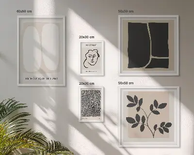 Set of 5 minimalist line art wall pieces stylish graphic minimalist design