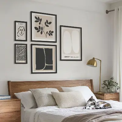Set of 5 minimalist line art wall pieces stylish graphic minimalist design