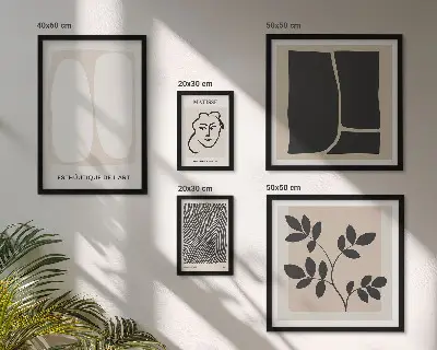 Set of 5 minimalist line art wall pieces stylish graphic minimalist design