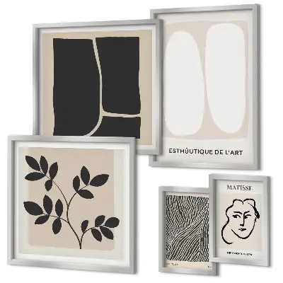Set of 5 minimalist line art wall pieces stylish graphic minimalist design
