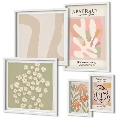 Abstract Floral Framed Photo Set stylish interior wall art