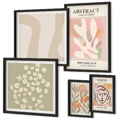 Abstract Floral Framed Photo Set stylish interior wall art