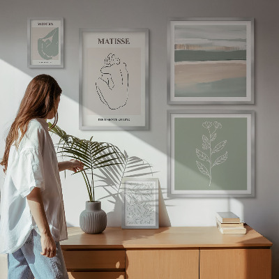 Set of 5 wall art pieces Stylish plant graphics