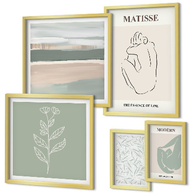 Set of 5 wall art pieces Stylish plant graphics