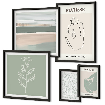 Set of 5 wall art pieces Stylish plant graphics