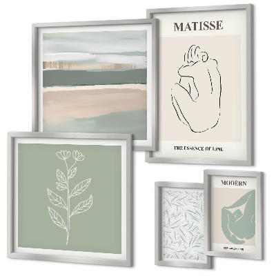 Set of 5 wall art pieces Stylish plant graphics