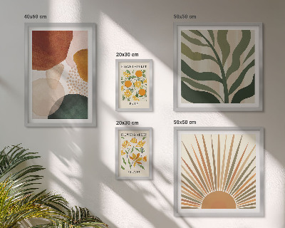 Set of 5 wall art pieces Stylish plant graphics geometry