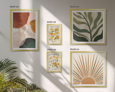 Set of 5 wall art pieces Stylish plant graphics geometry