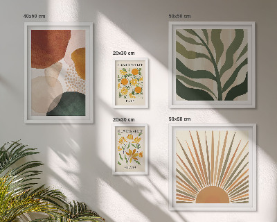 Set of 5 wall art pieces Stylish plant graphics geometry