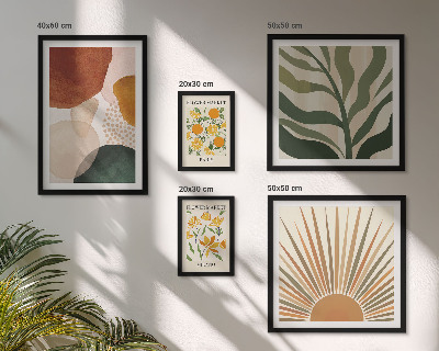 Set of 5 wall art pieces Stylish plant graphics geometry