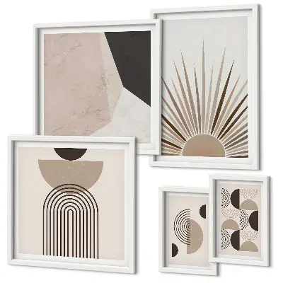 Abstract geometric forms framed photo set