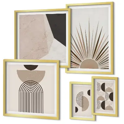 Abstract geometric forms framed photo set