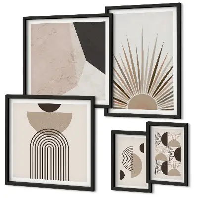 Abstract geometric forms framed photo set