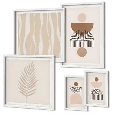 Abstract forms of nature wall art set of 5 pieces