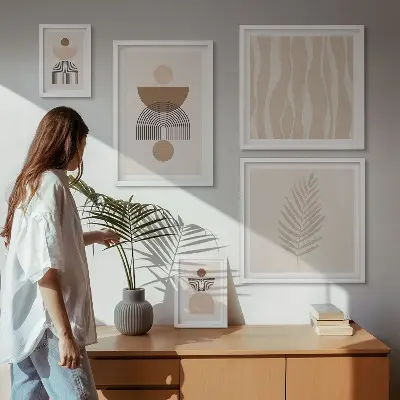 Abstract forms of nature wall art set of 5 pieces