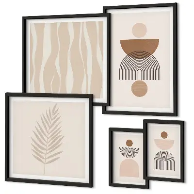 Abstract forms of nature wall art set of 5 pieces