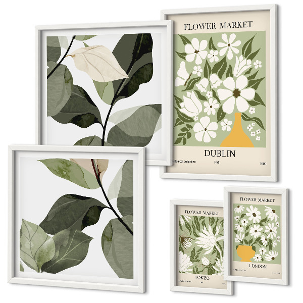 Framed photo set Floral motifs London Dublin Tokyo