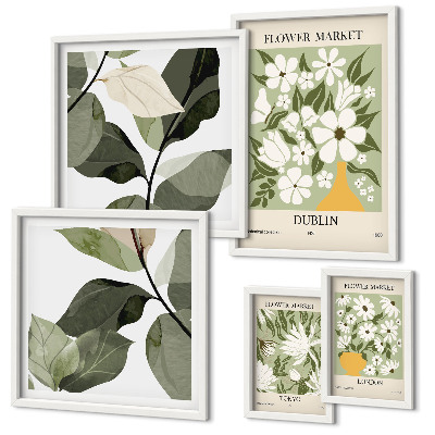 Framed photo set Floral motifs London Dublin Tokyo