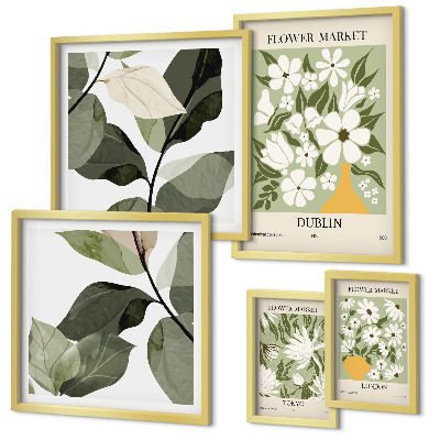 Framed photo set Floral motifs London Dublin Tokyo