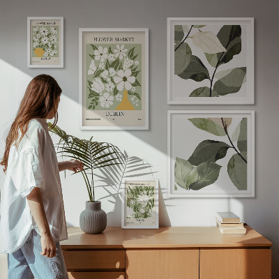 Framed photo set Floral motifs London Dublin Tokyo