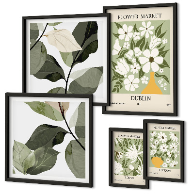 Framed photo set Floral motifs London Dublin Tokyo