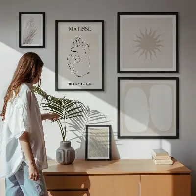 Set of 5 wall art pieces Boho style minimalist forms