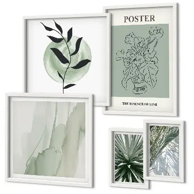 Gallery wall nature-inspired plant prints