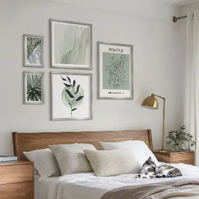Gallery wall nature-inspired plant prints