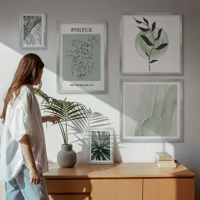Gallery wall nature-inspired plant prints