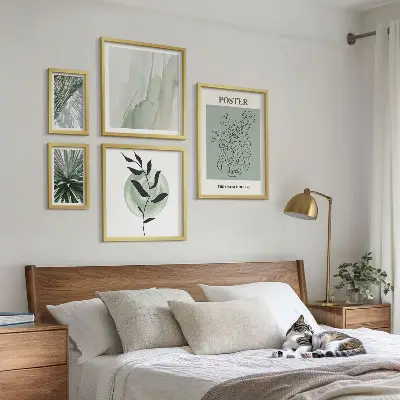 Gallery wall nature-inspired plant prints